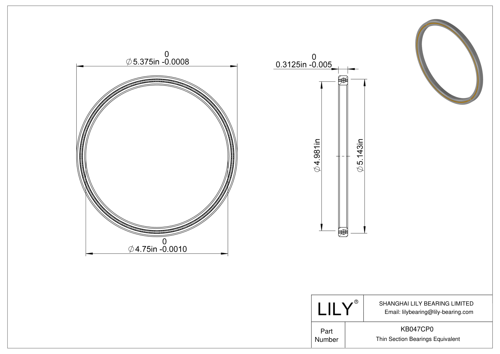 KB047CP0 Constant Section (CS) Bearings cad drawing