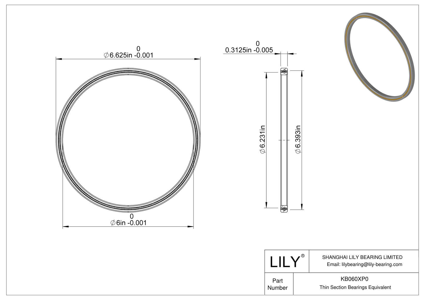 KB060XP0 Constant Section (CS) Bearings cad drawing