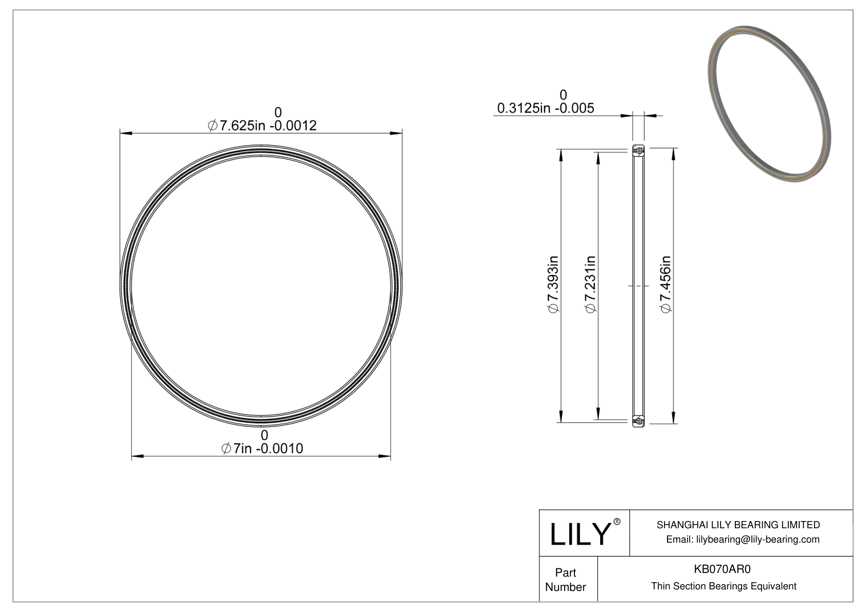 KB070AR0 Constant Section (CS) Bearings cad drawing