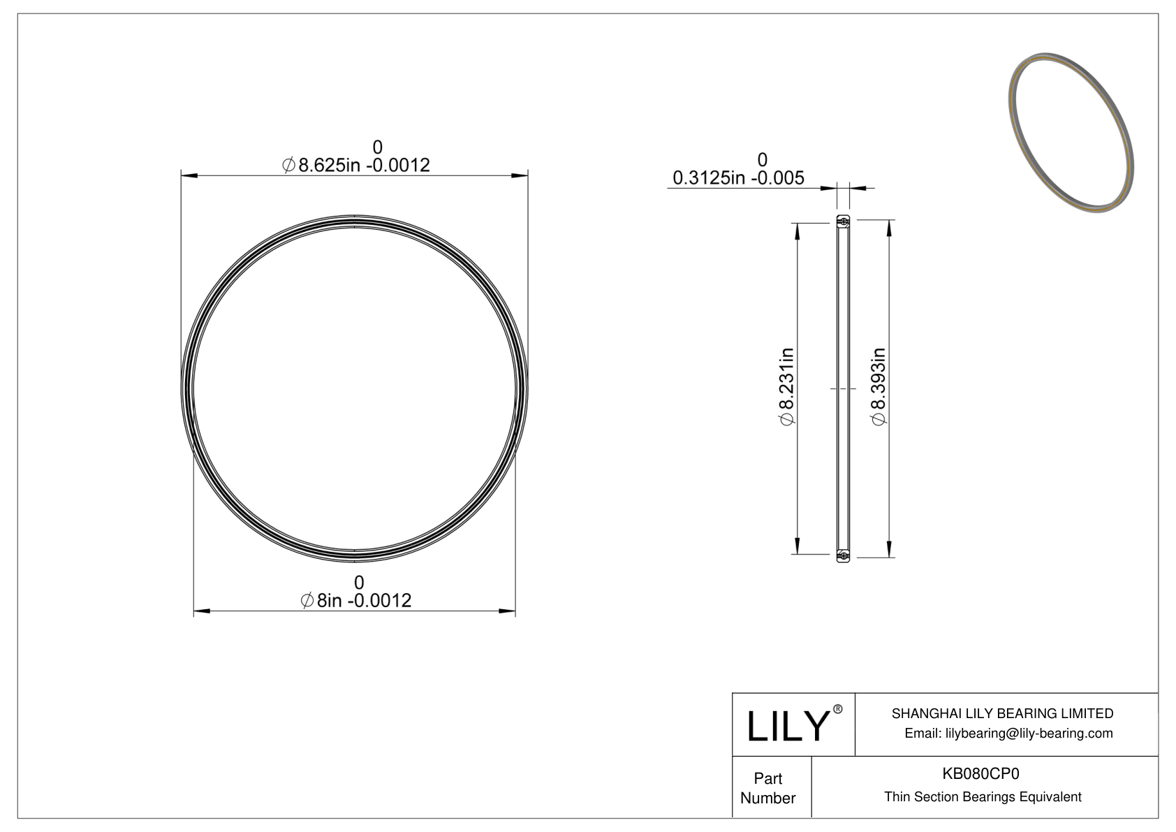 KB080CP0 Constant Section (CS) Bearings cad drawing