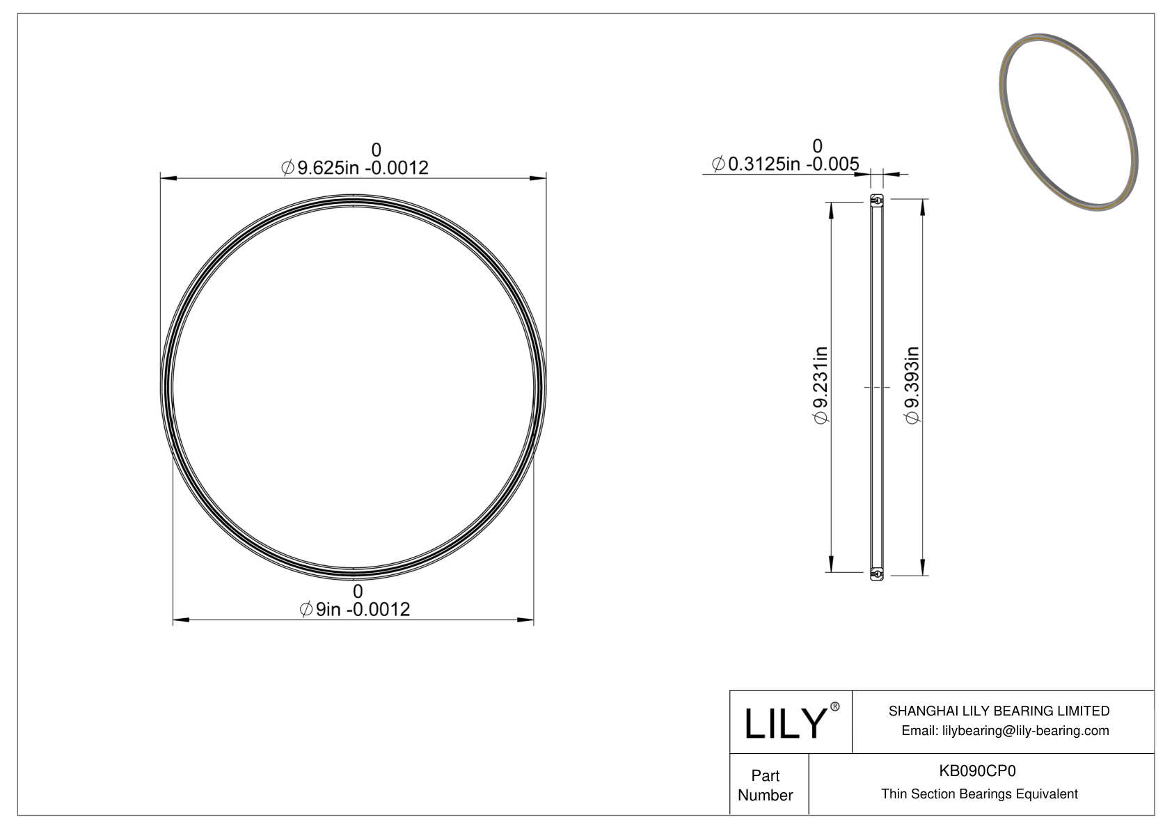 KB090CP0 Constant Section (CS) Bearings cad drawing