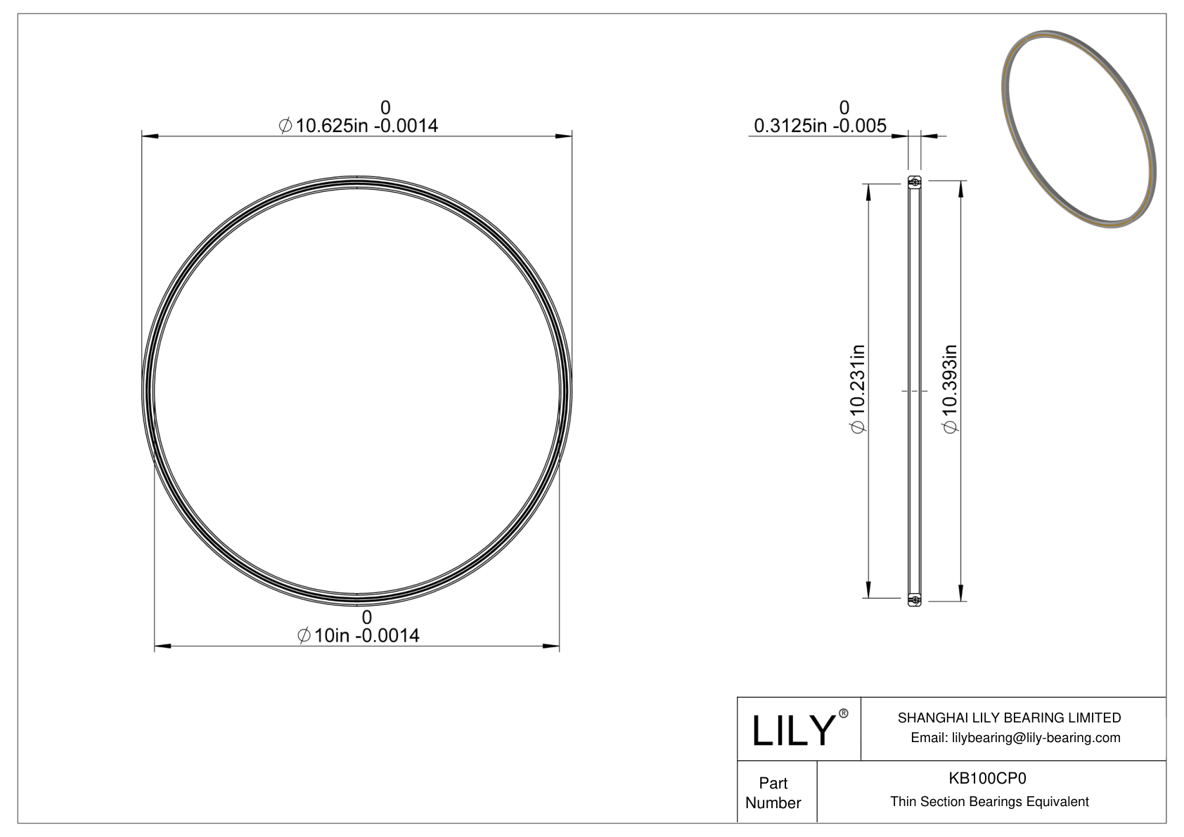 KB100CP0 Constant Section (CS) Bearings cad drawing