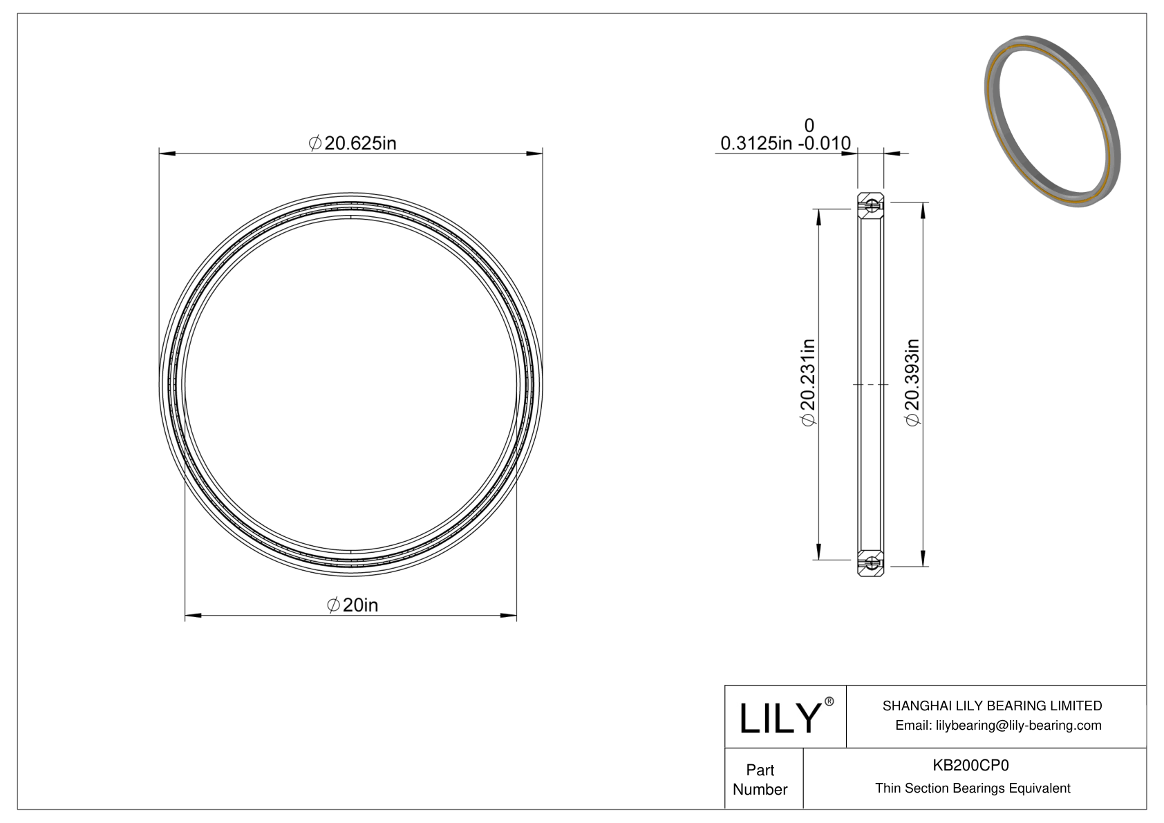 KB200CP0 Constant Section (CS) Bearings cad drawing