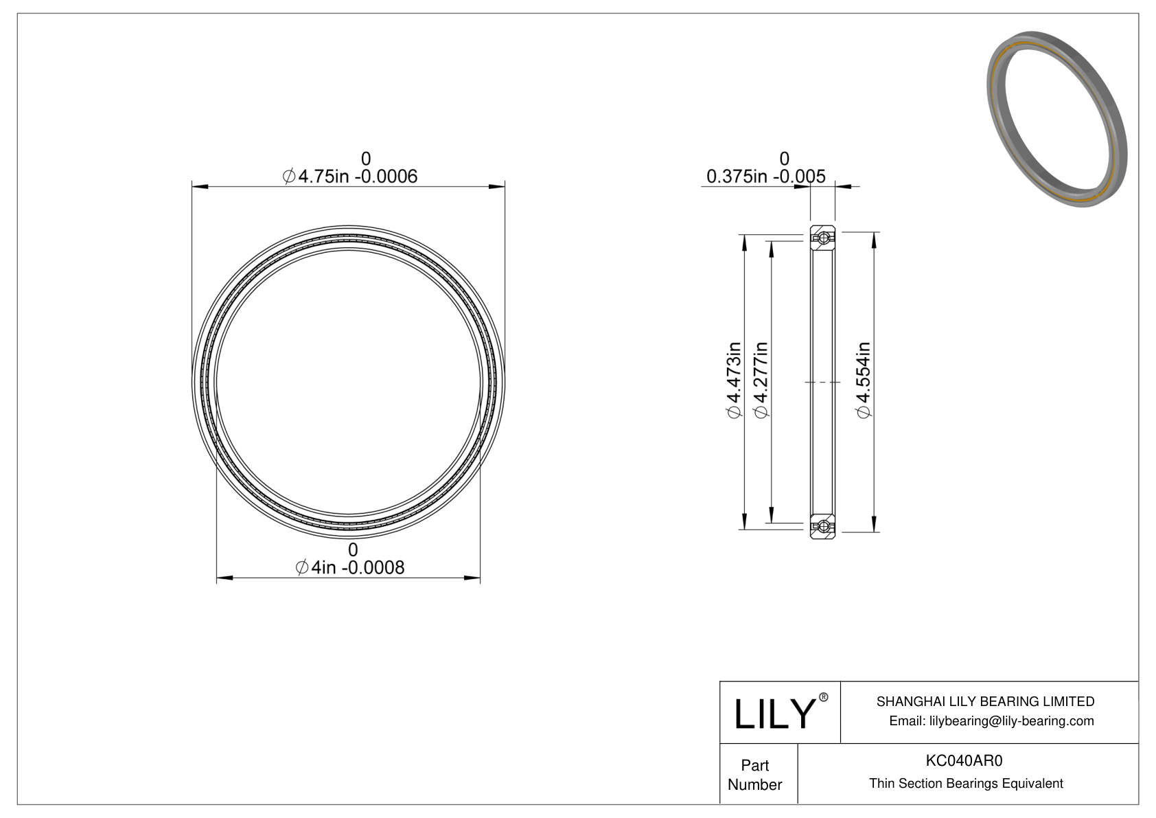 KC040AR0 Constant Section (CS) Bearings cad drawing