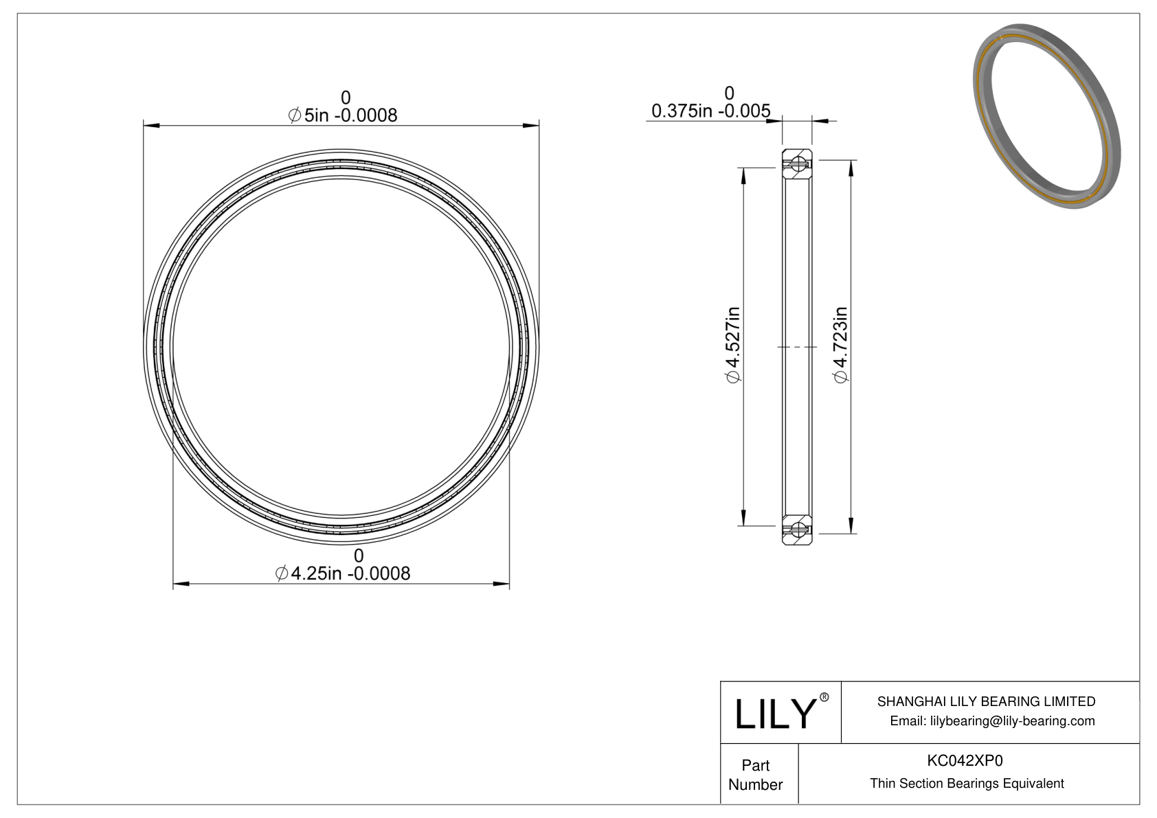 KC042XP0 Constant Section (CS) Bearings cad drawing