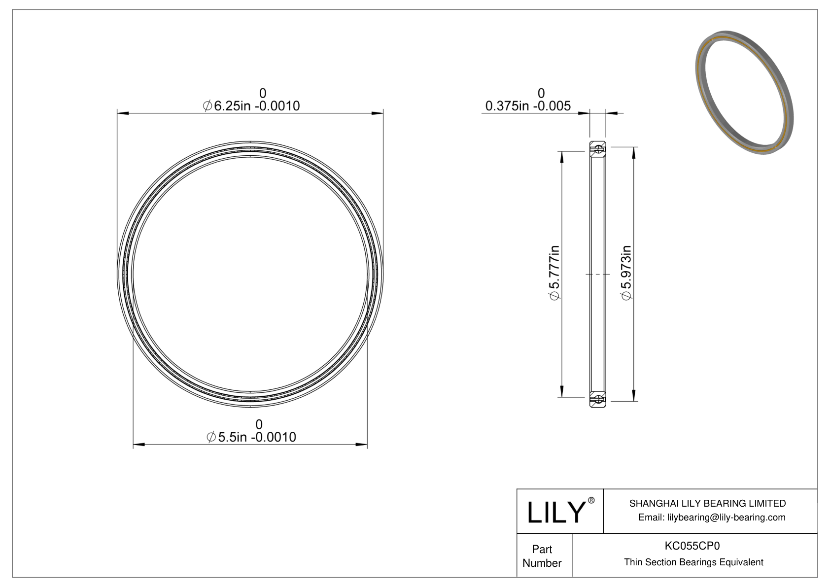 KC055CP0 Constant Section (CS) Bearings cad drawing