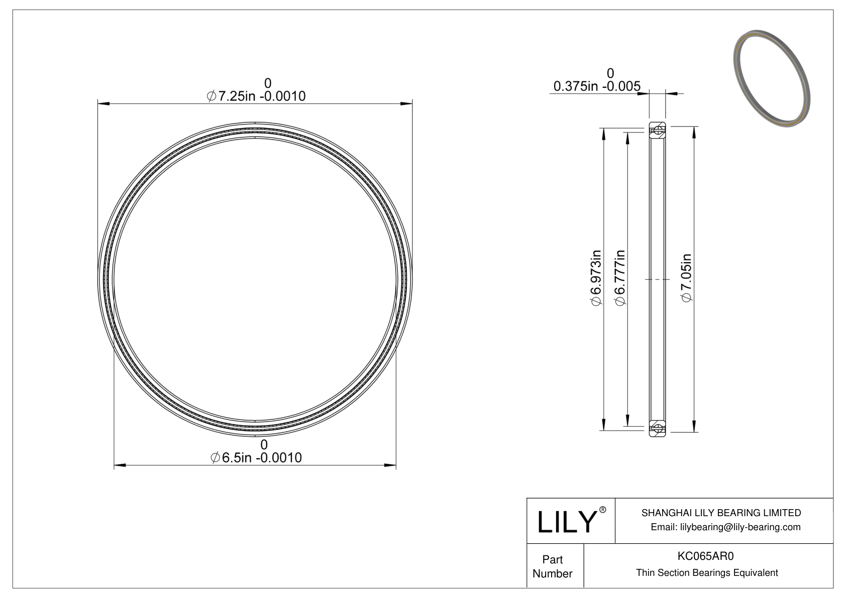 KC065AR0 Constant Section (CS) Bearings cad drawing