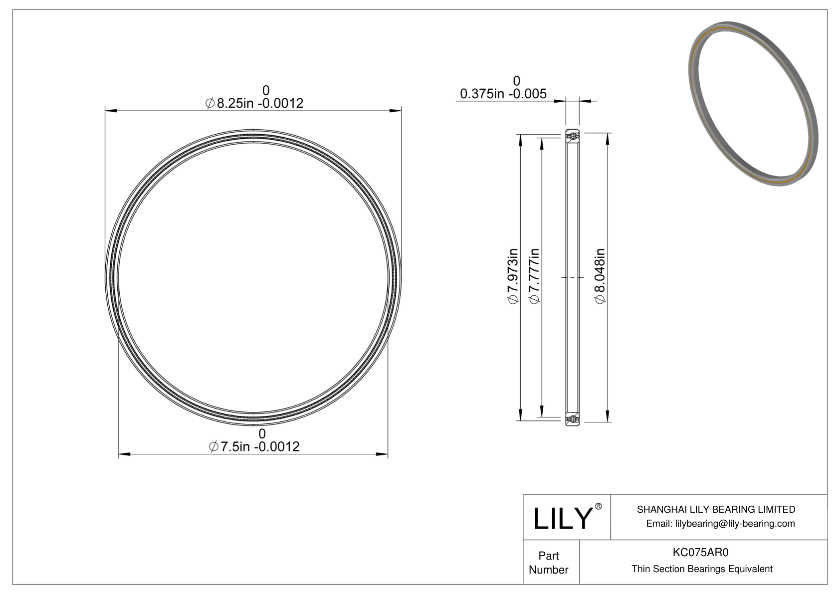 KC075AR0 Constant Section (CS) Bearings cad drawing