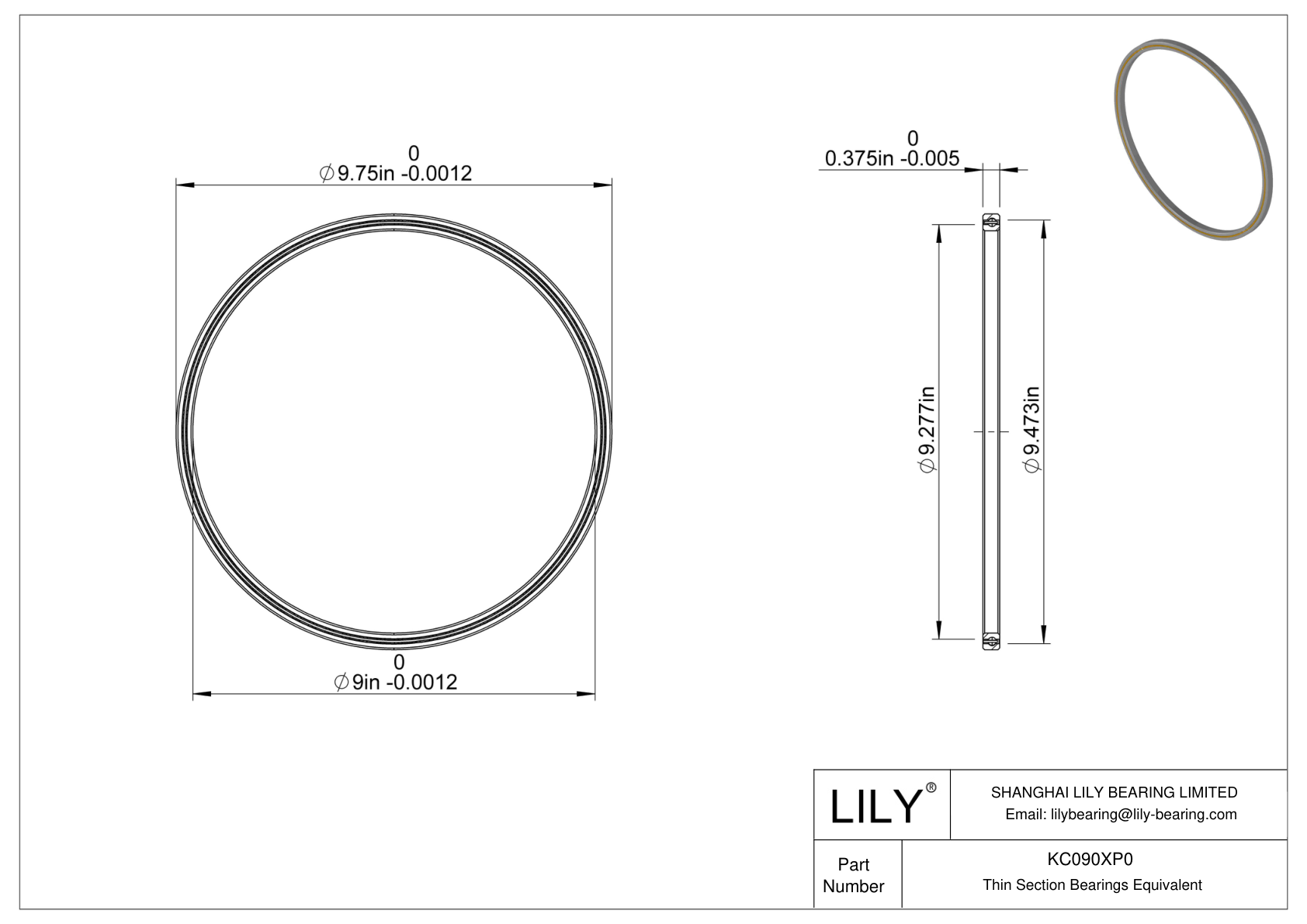 KC090XP0 Constant Section (CS) Bearings cad drawing