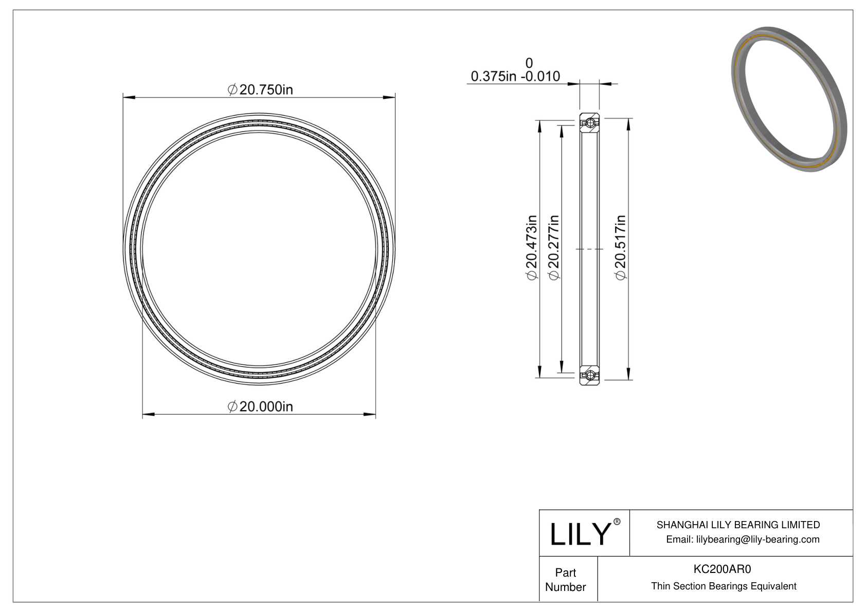 KC200AR0 Constant Section (CS) Bearings cad drawing