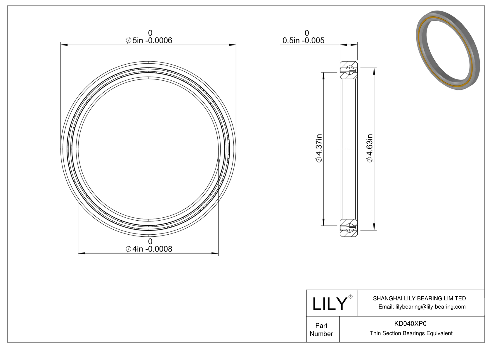 KD040XP0 Constant Section (CS) Bearings cad drawing