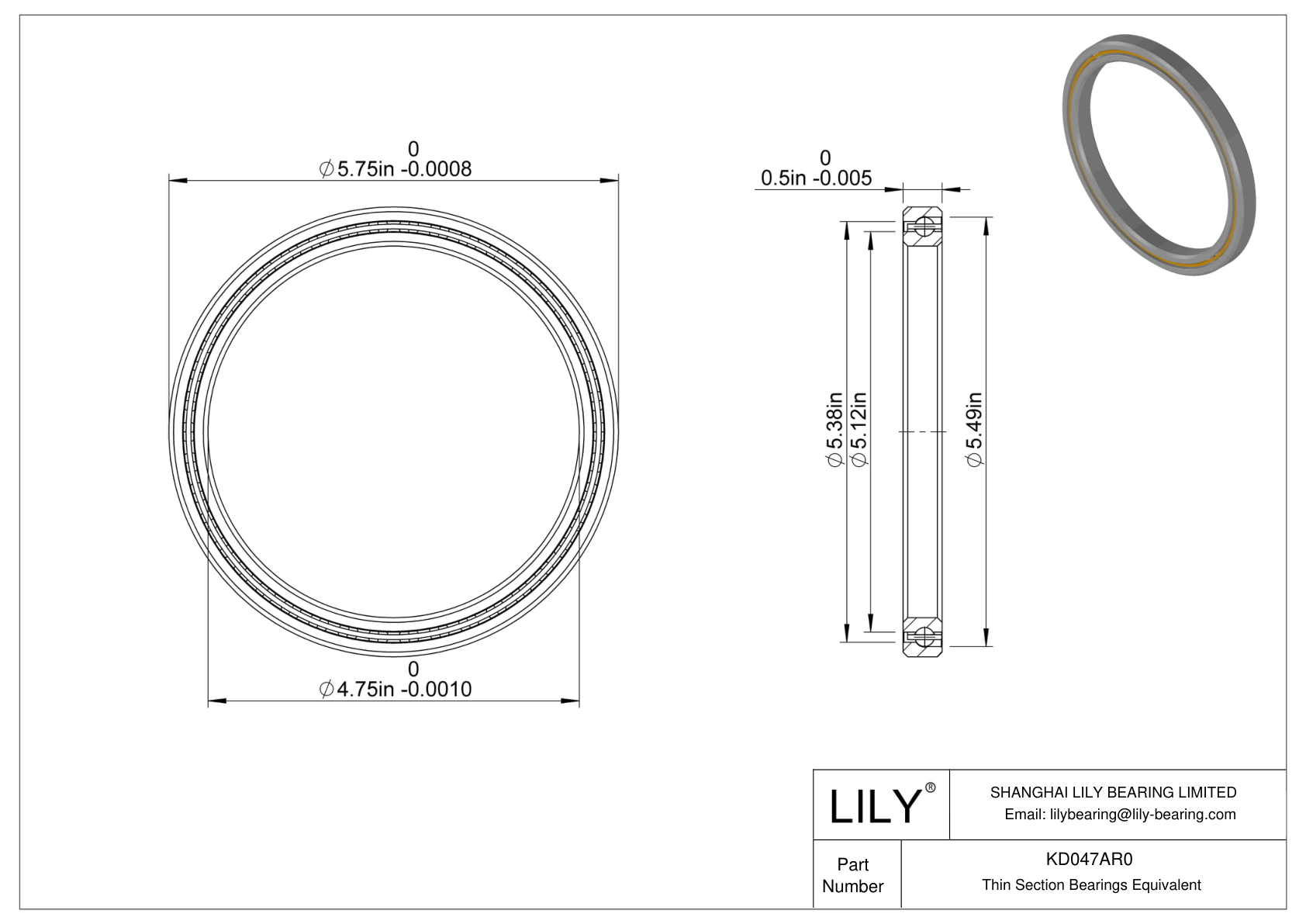 KD047AR0 Constant Section (CS) Bearings cad drawing