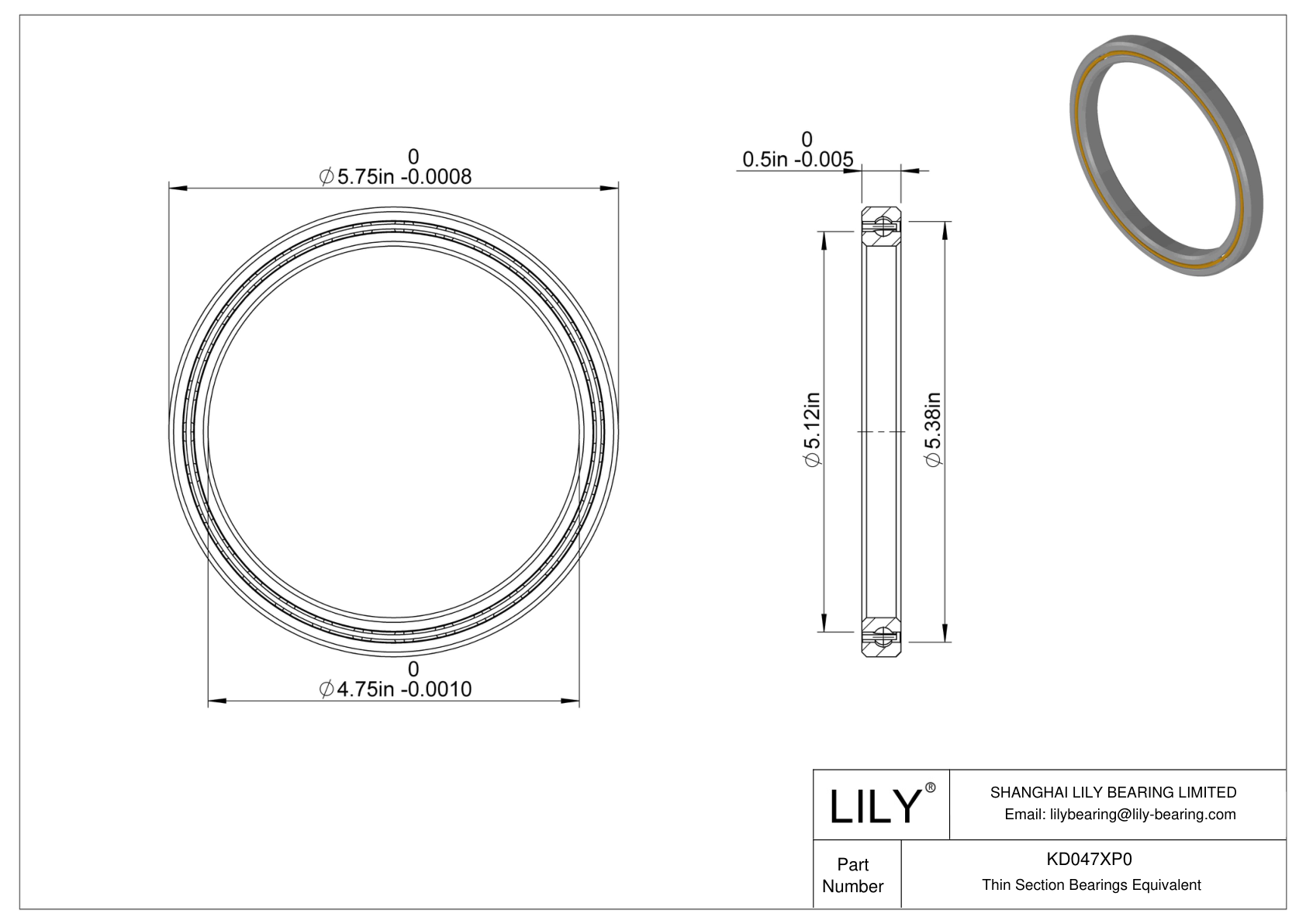 KD047XP0 Constant Section (CS) Bearings cad drawing