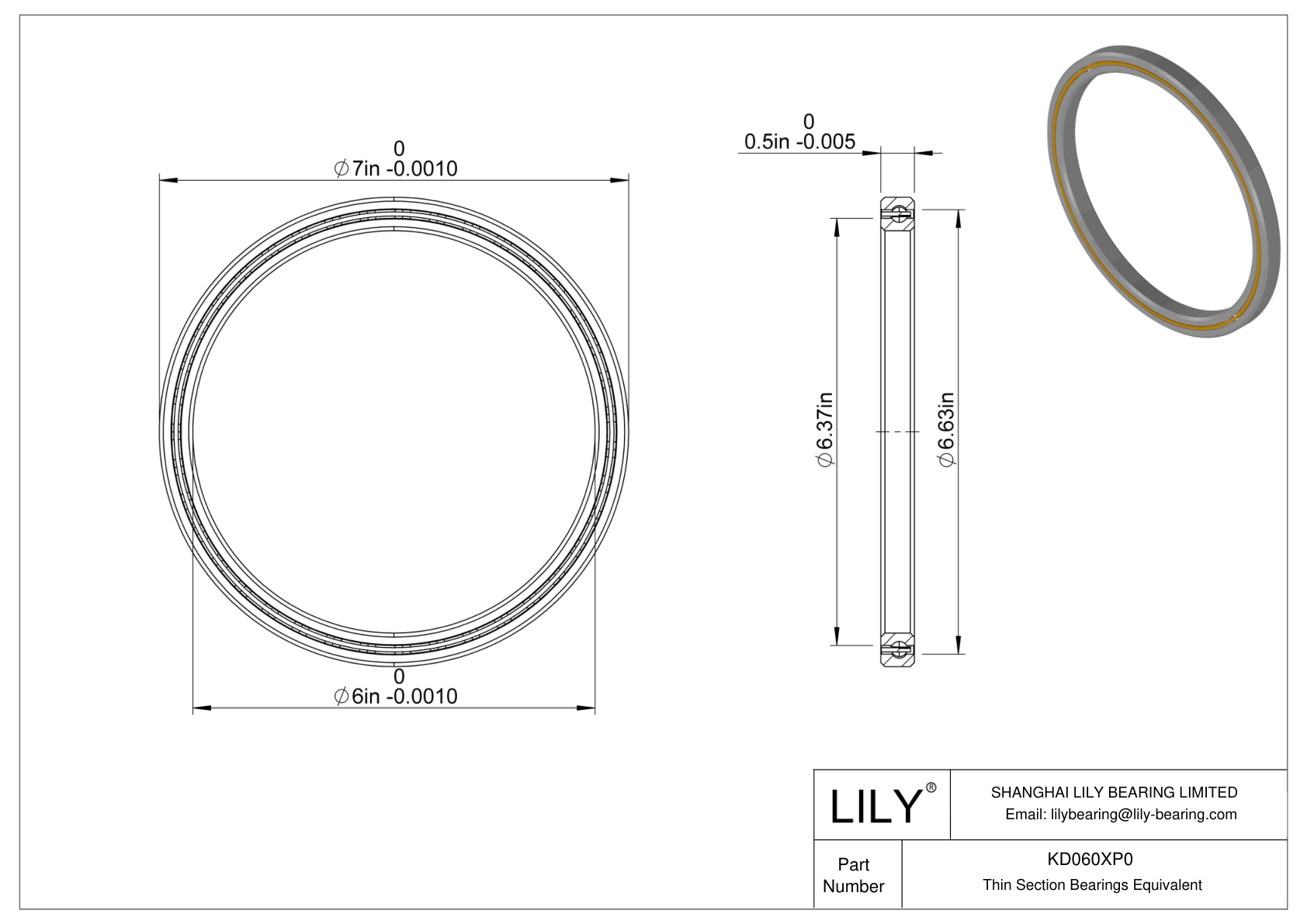 KD060XP0 Constant Section (CS) Bearings cad drawing