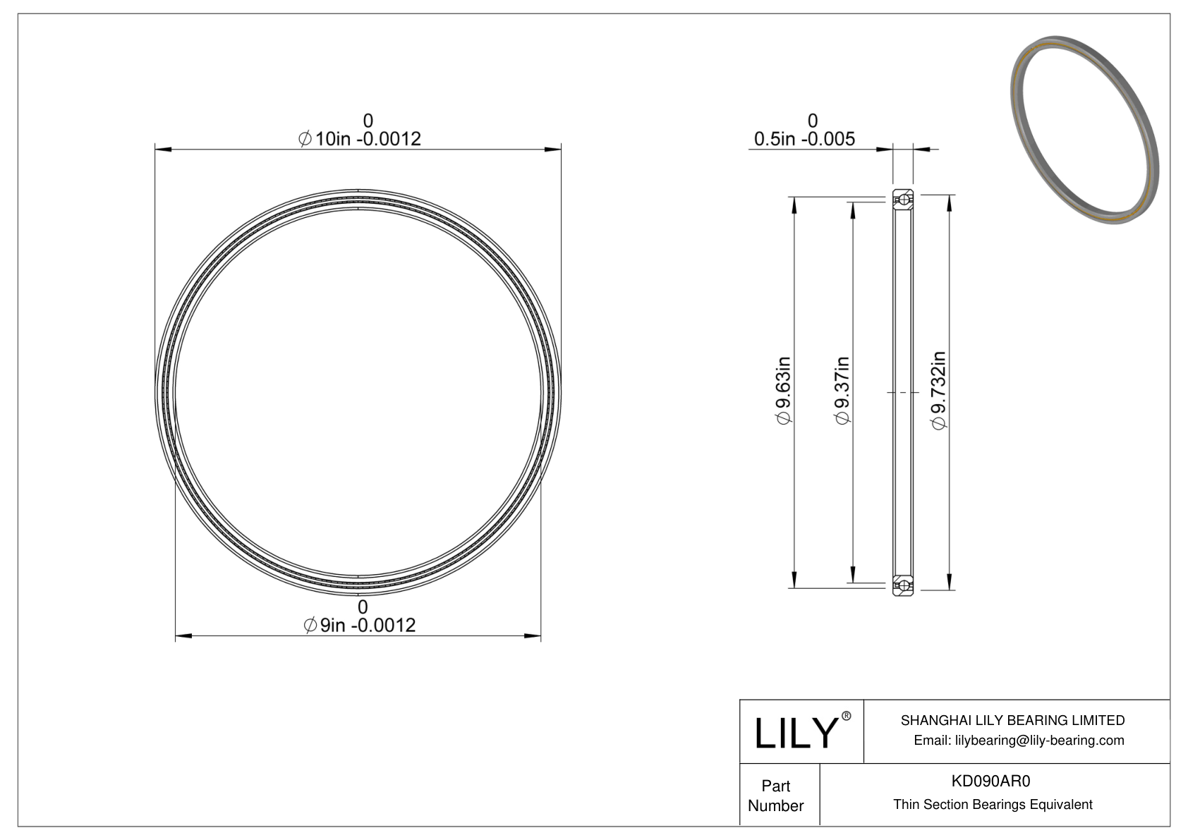 KD090AR0 Constant Section (CS) Bearings cad drawing