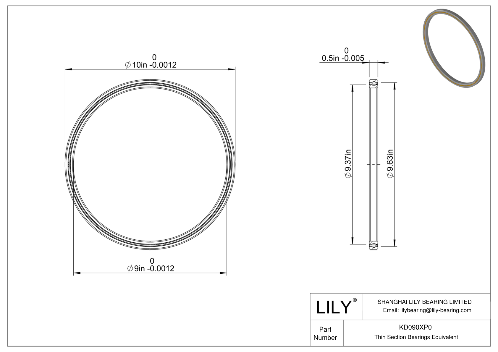KD090XP0 Constant Section (CS) Bearings cad drawing