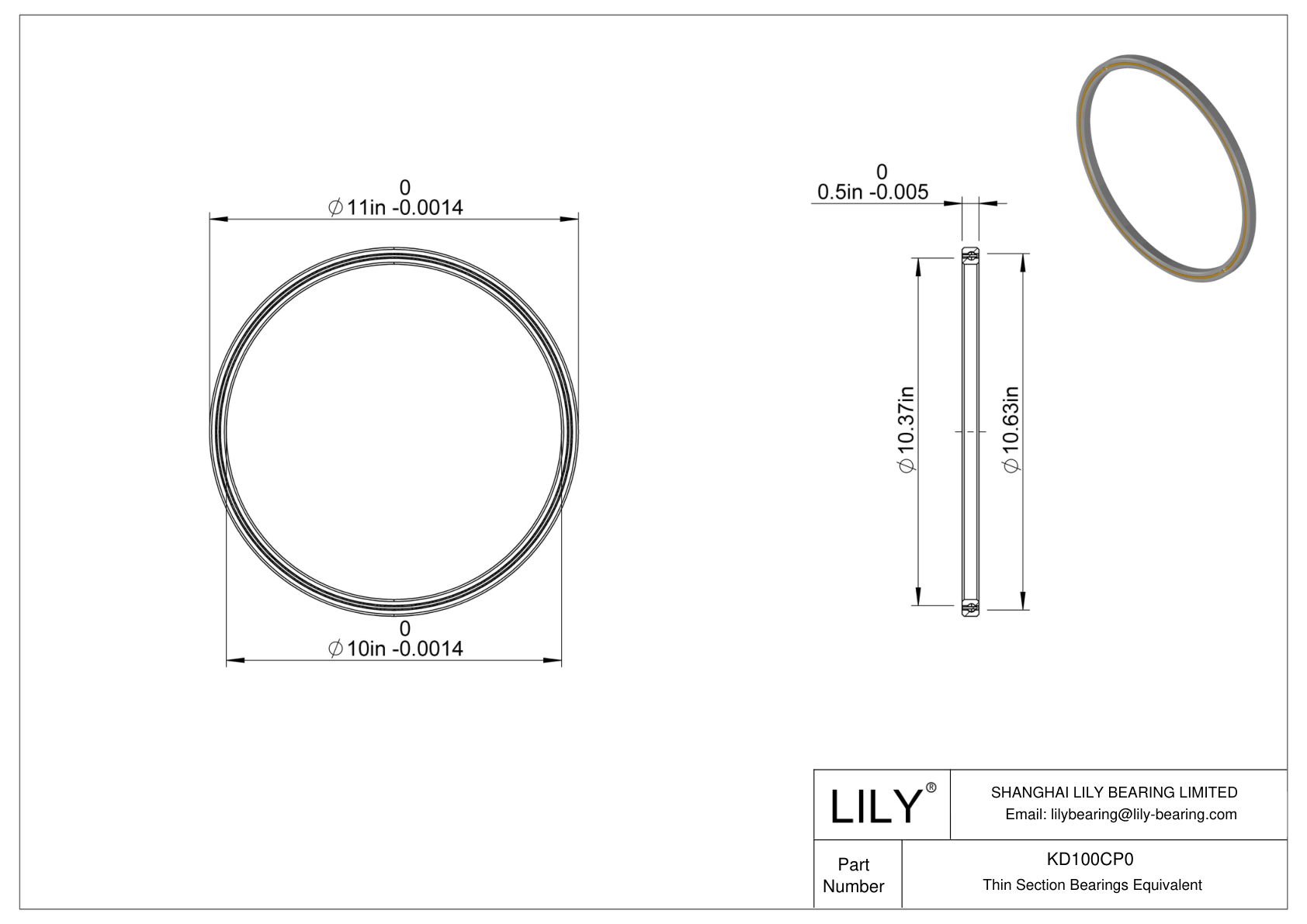 KD100CP0 Constant Section (CS) Bearings cad drawing