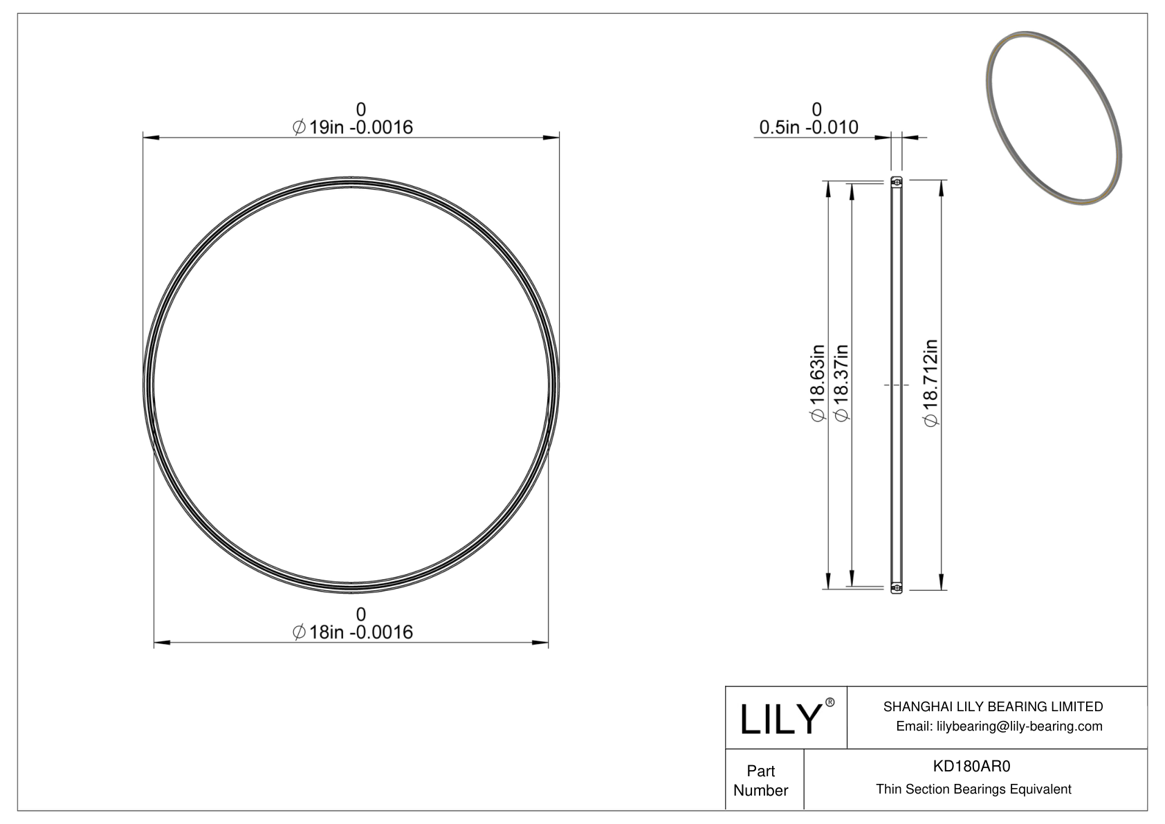 KD180AR0 Constant Section (CS) Bearings cad drawing