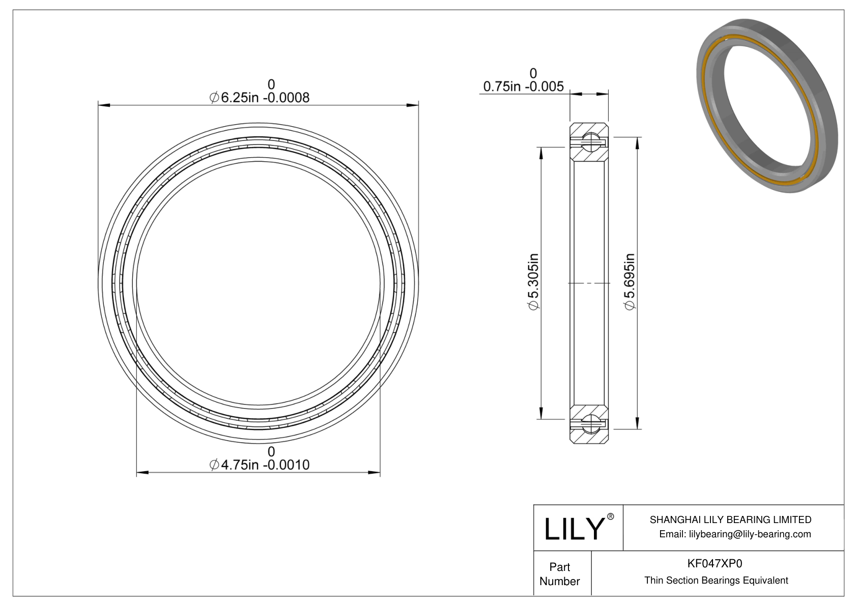 KF047XP0 Constant Section (CS) Bearings cad drawing