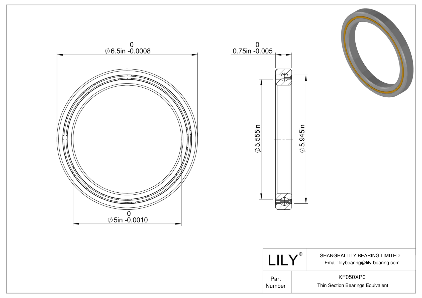 KF050XP0 Constant Section (CS) Bearings cad drawing