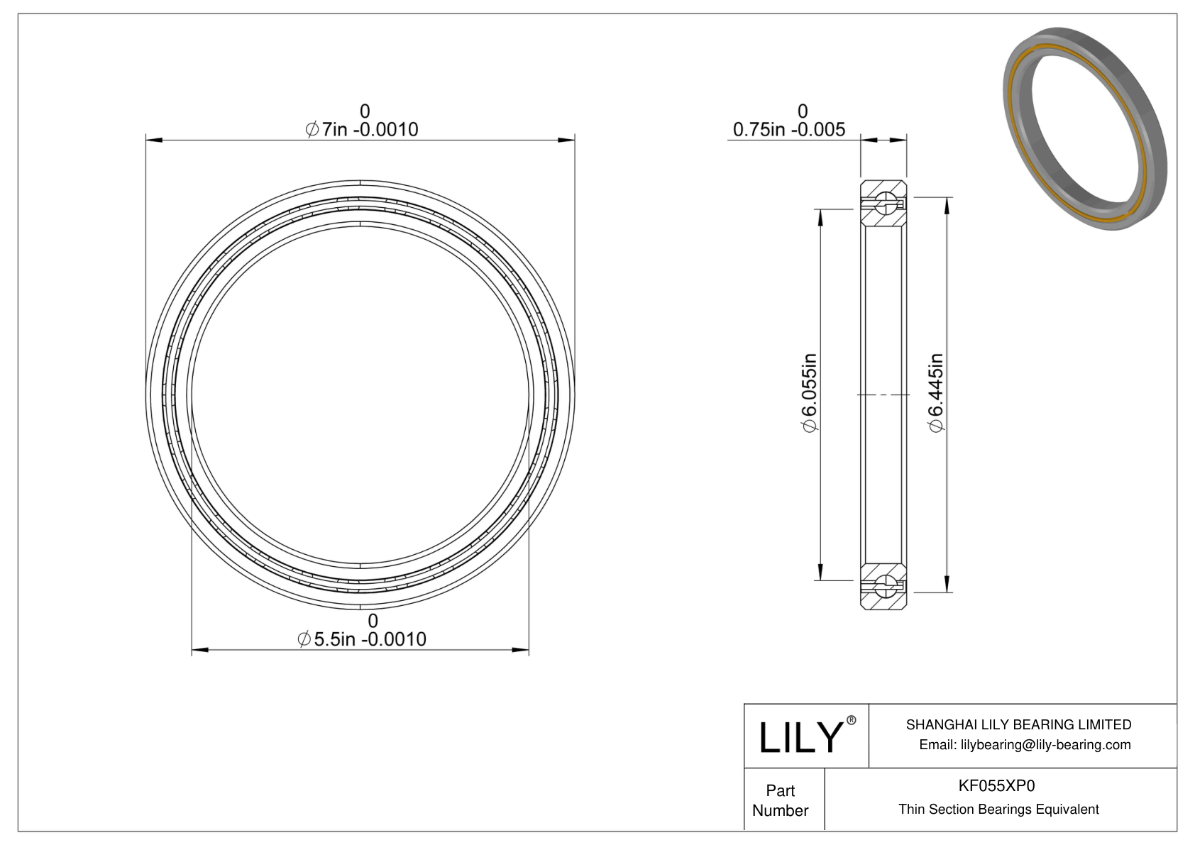 KF055XP0 Constant Section (CS) Bearings cad drawing