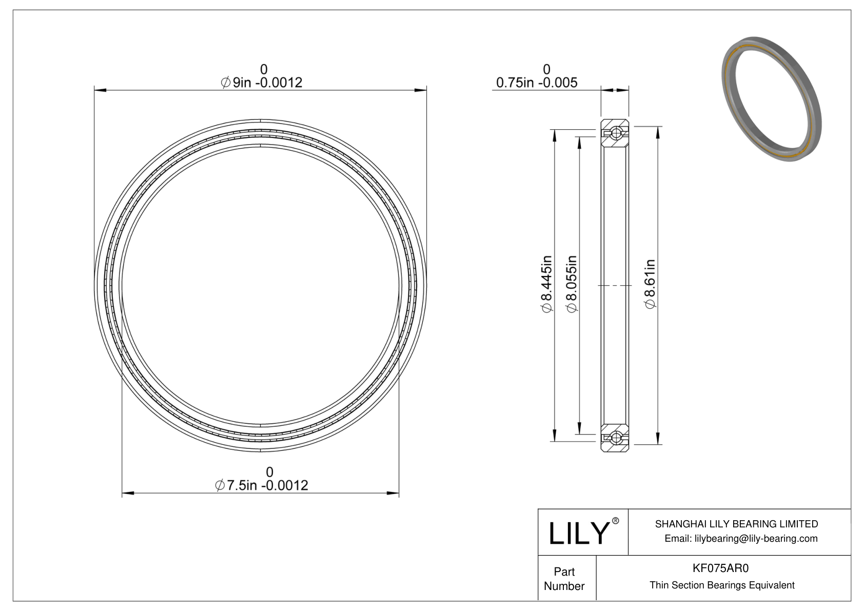 KF075AR0 Constant Section (CS) Bearings cad drawing