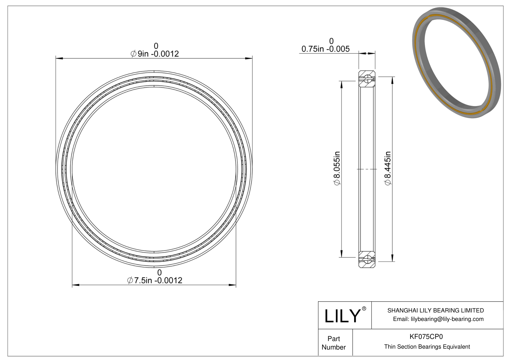 KF075CP0 Constant Section (CS) Bearings cad drawing