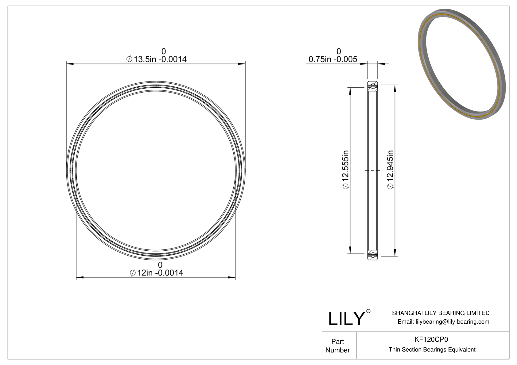 KF120CP0 Constant Section (CS) Bearings cad drawing