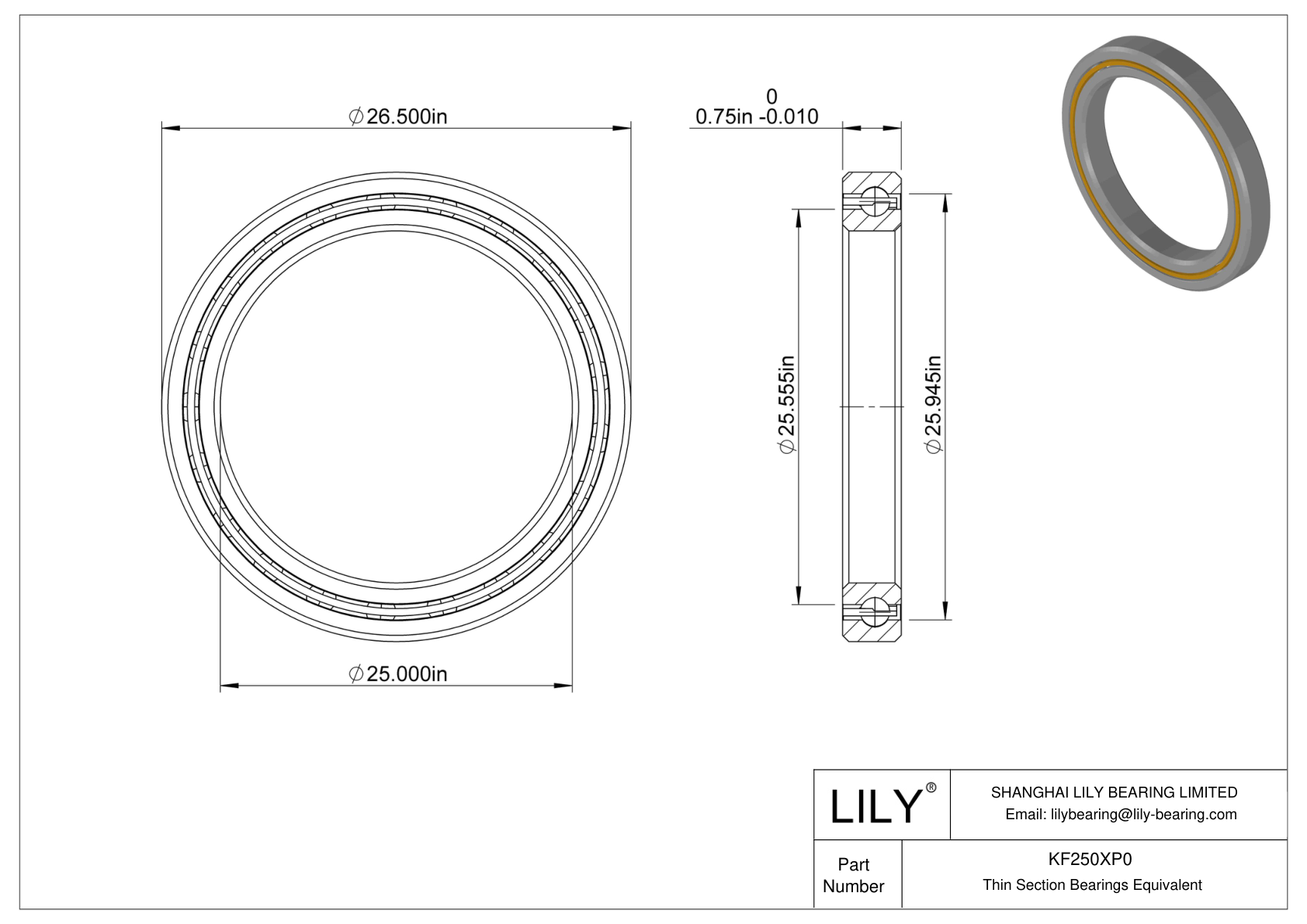 KF250XP0 Constant Section (CS) Bearings cad drawing