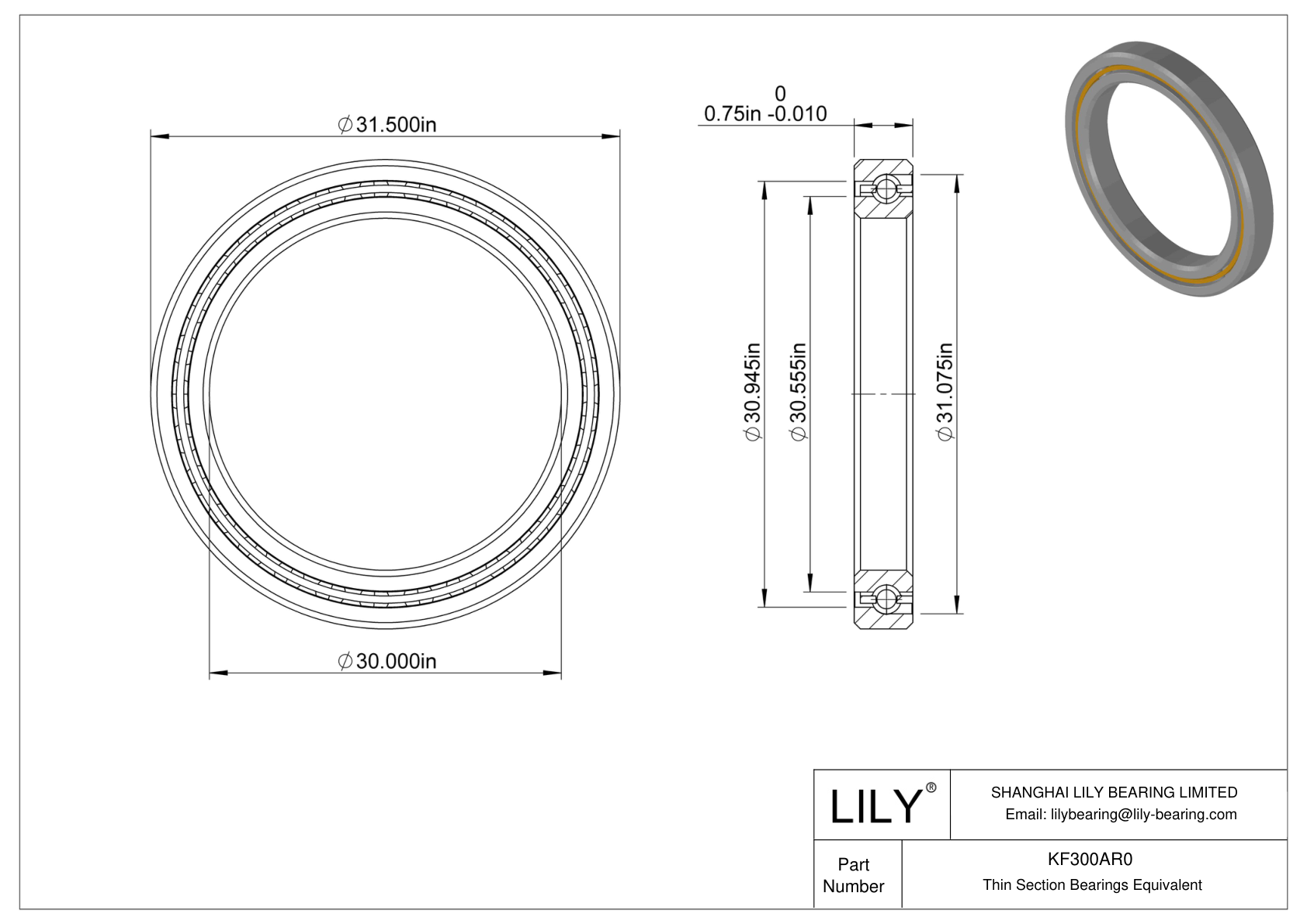 KF300AR0 Constant Section (CS) Bearings cad drawing