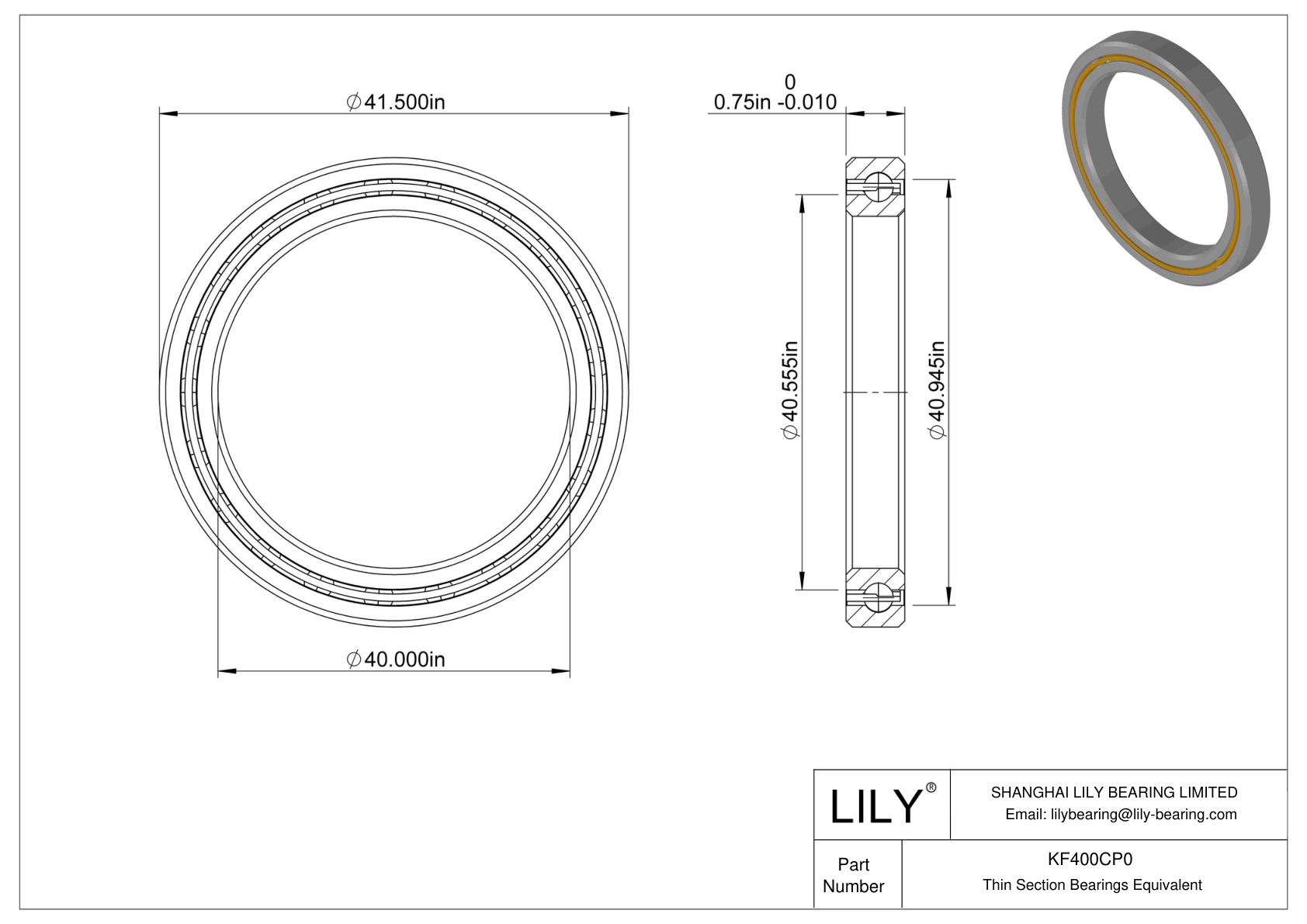 KF400CP0 Constant Section (CS) Bearings cad drawing