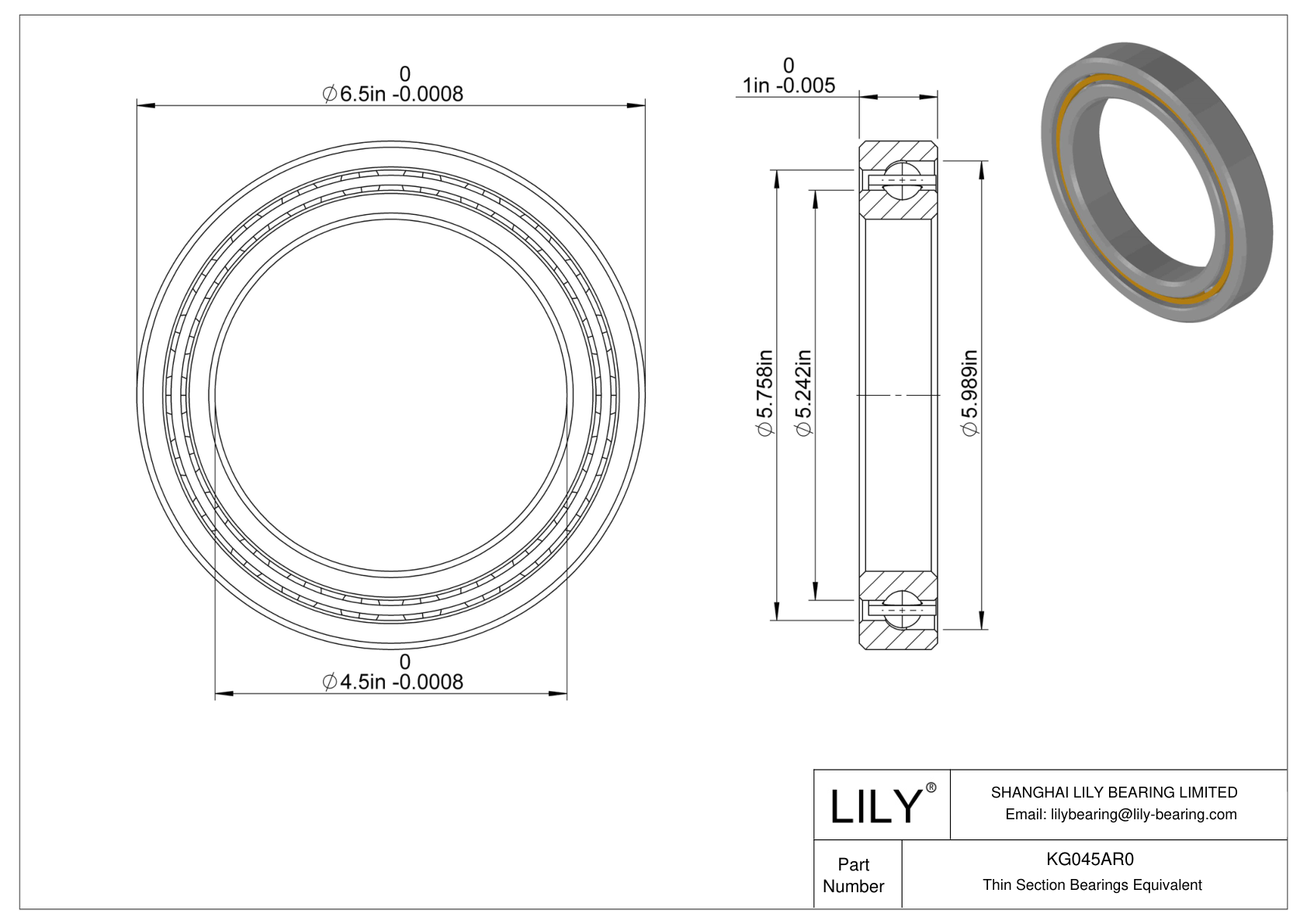 KG045AR0 Constant Section (CS) Bearings cad drawing
