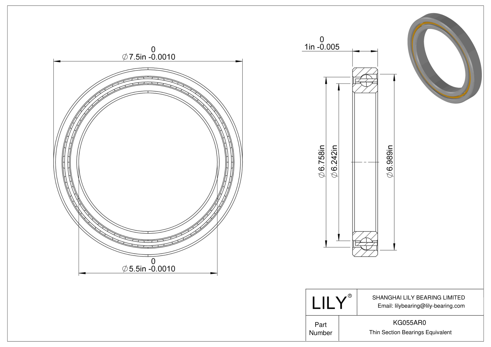 KG055AR0 Constant Section (CS) Bearings cad drawing