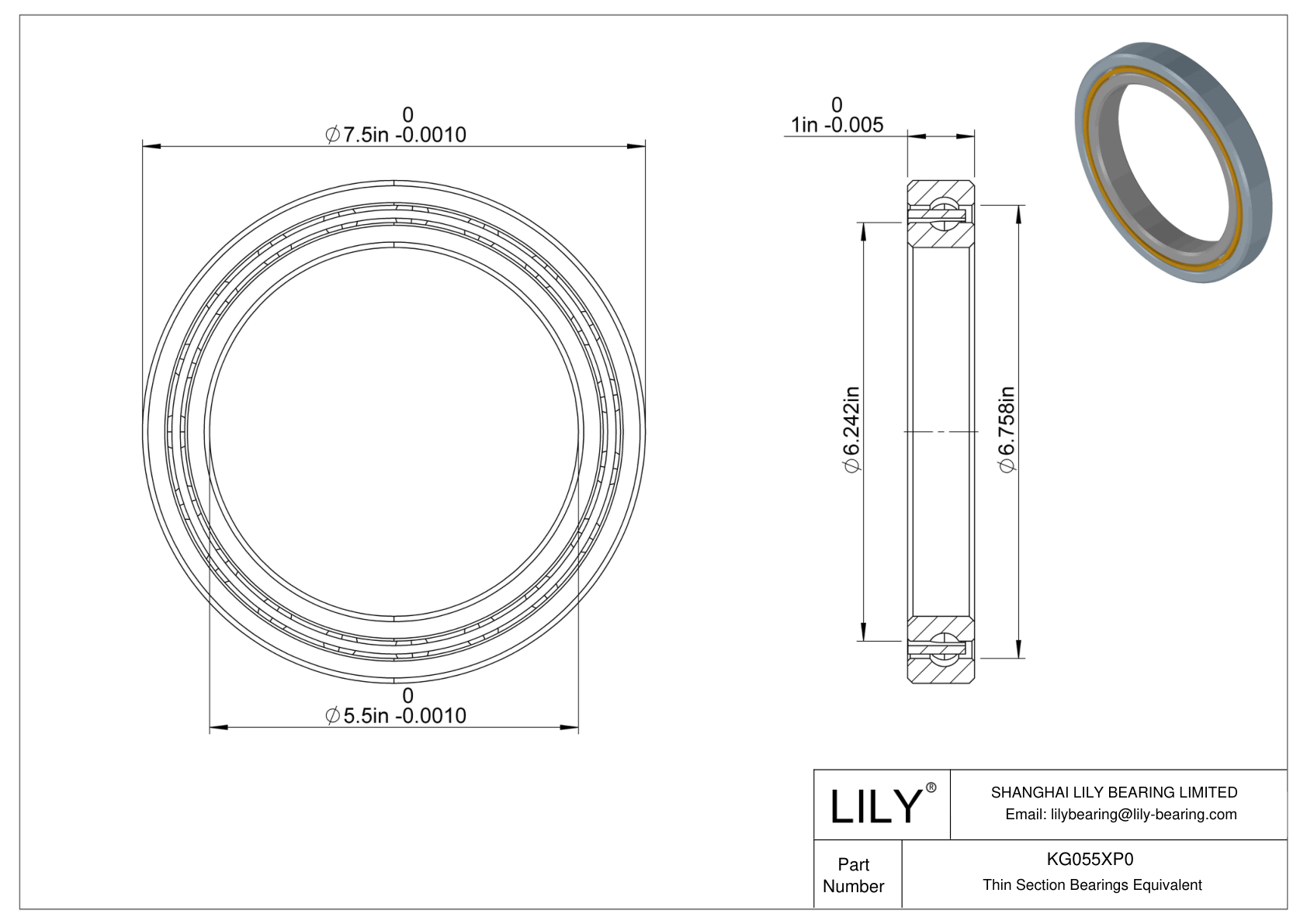 KG055XP0 Constant Section (CS) Bearings cad drawing