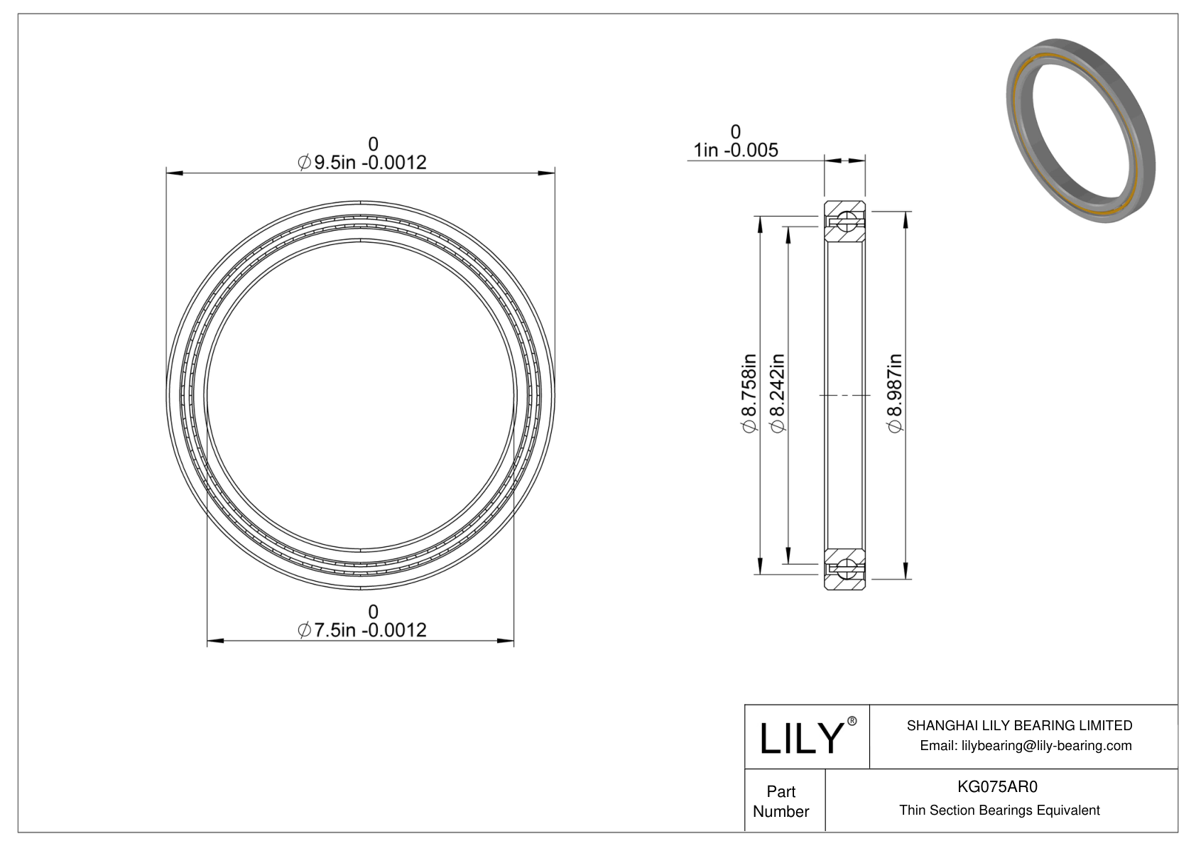 KG075AR0 Constant Section (CS) Bearings cad drawing
