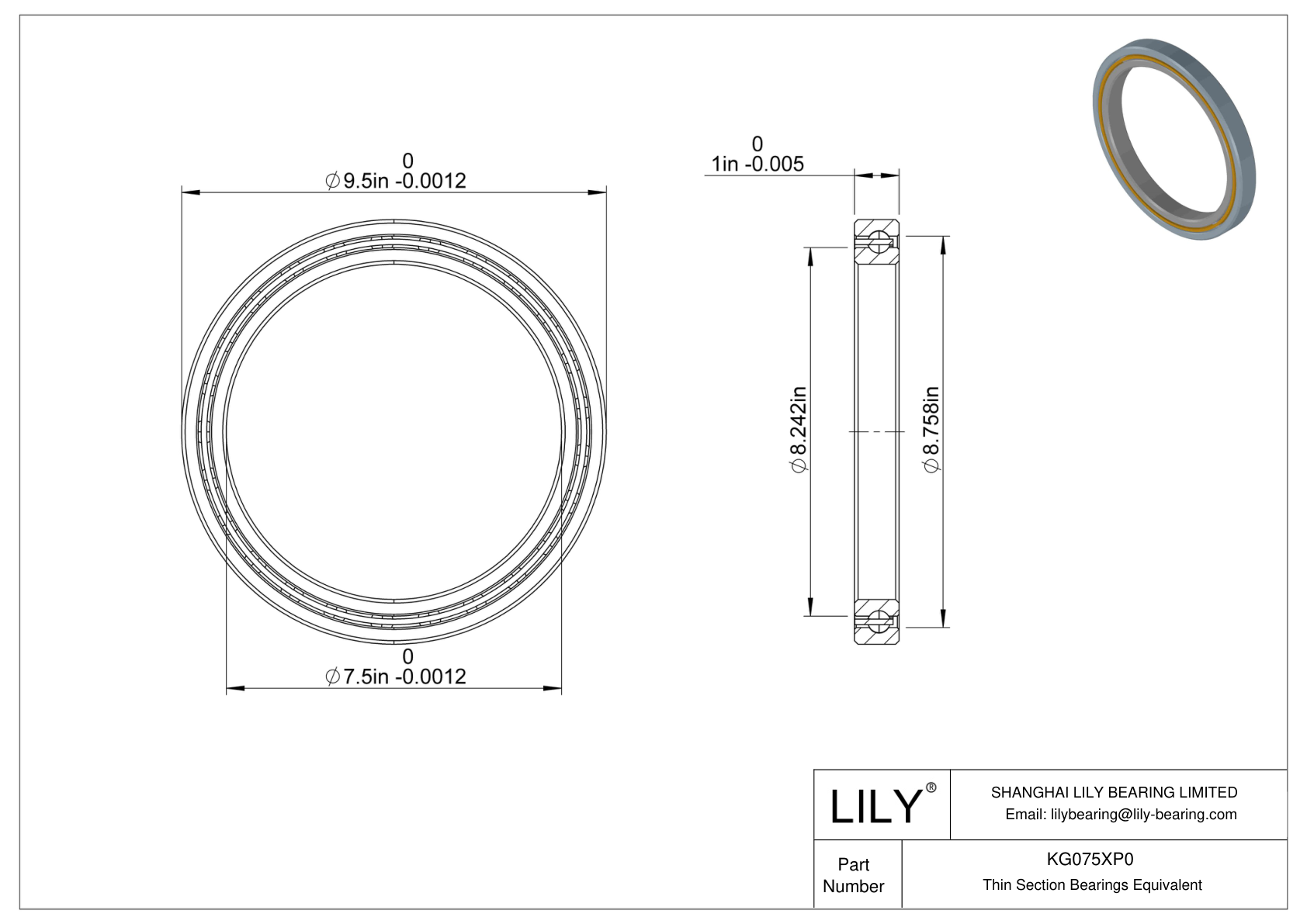 KG075XP0 Constant Section (CS) Bearings cad drawing