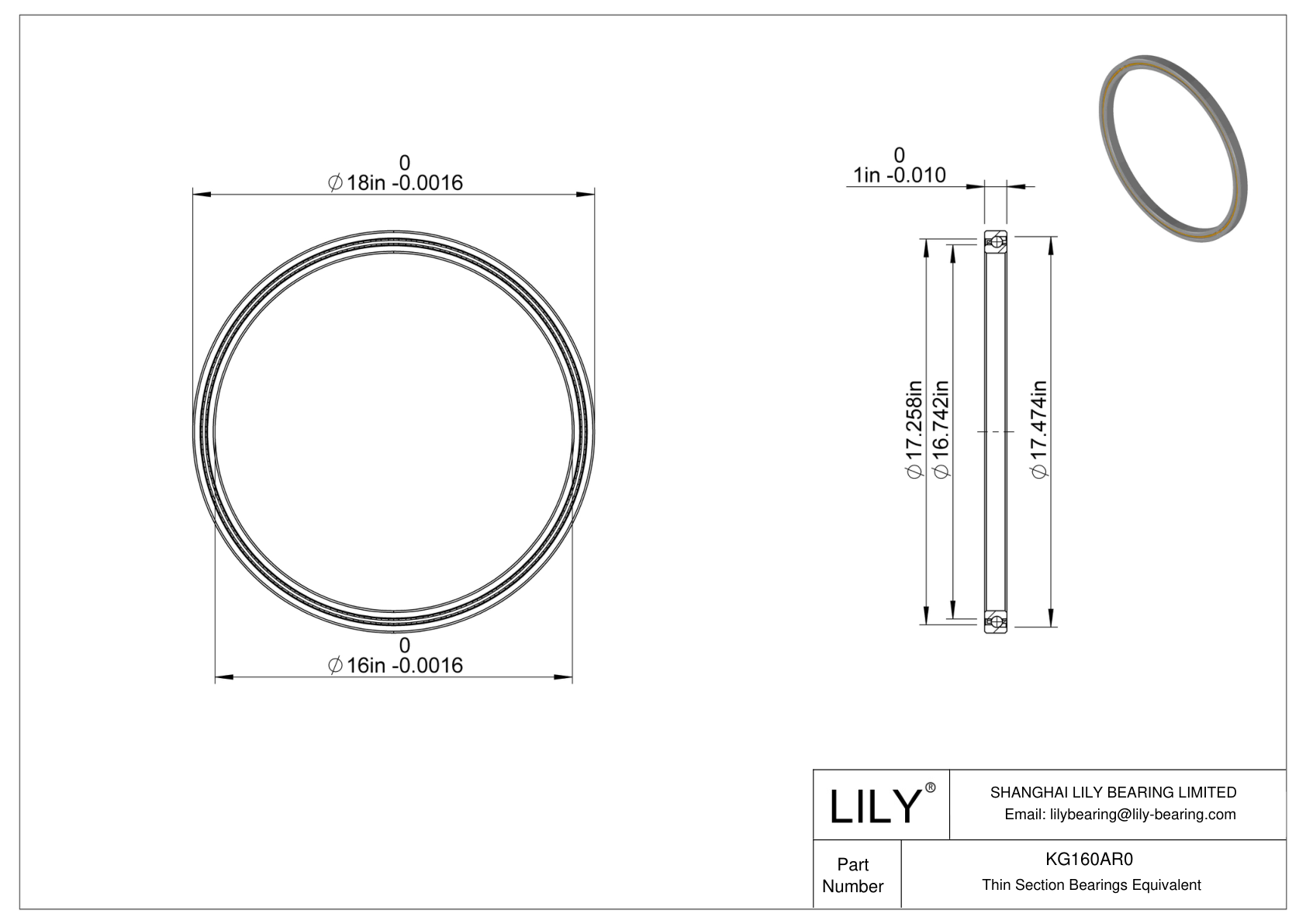 KG160AR0 Constant Section (CS) Bearings cad drawing