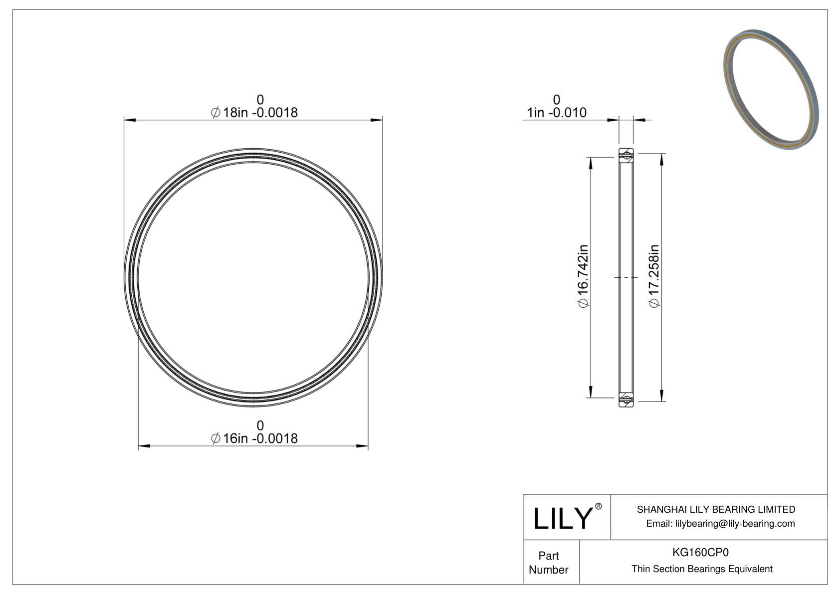 KG160CP0 Constant Section (CS) Bearings cad drawing