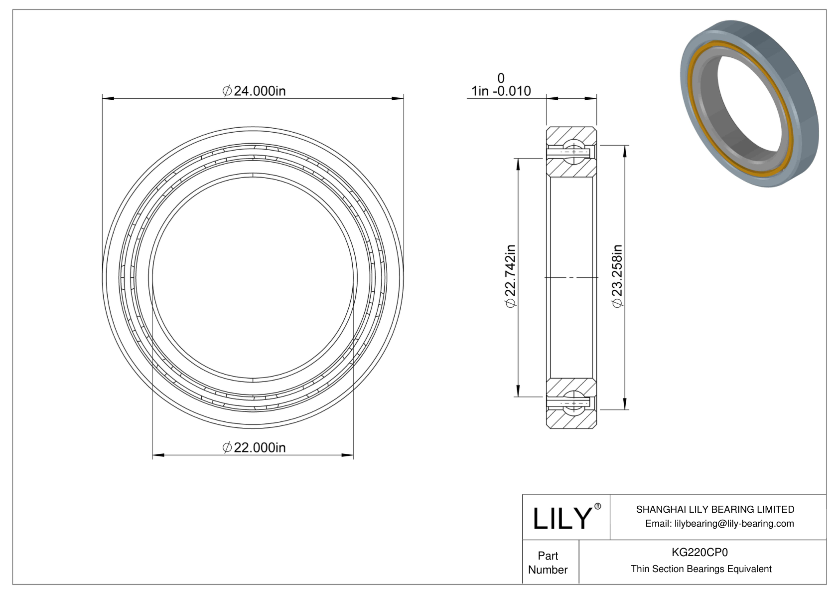 KG220CP0 Constant Section (CS) Bearings cad drawing