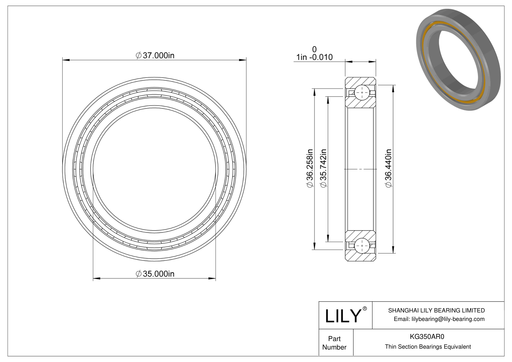 KG350AR0 Constant Section (CS) Bearings cad drawing