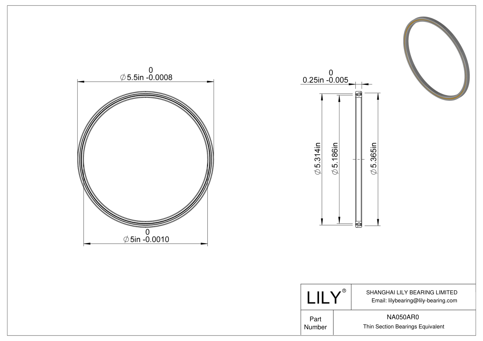 NA050AR0 Constant Section (CS) Bearings cad drawing