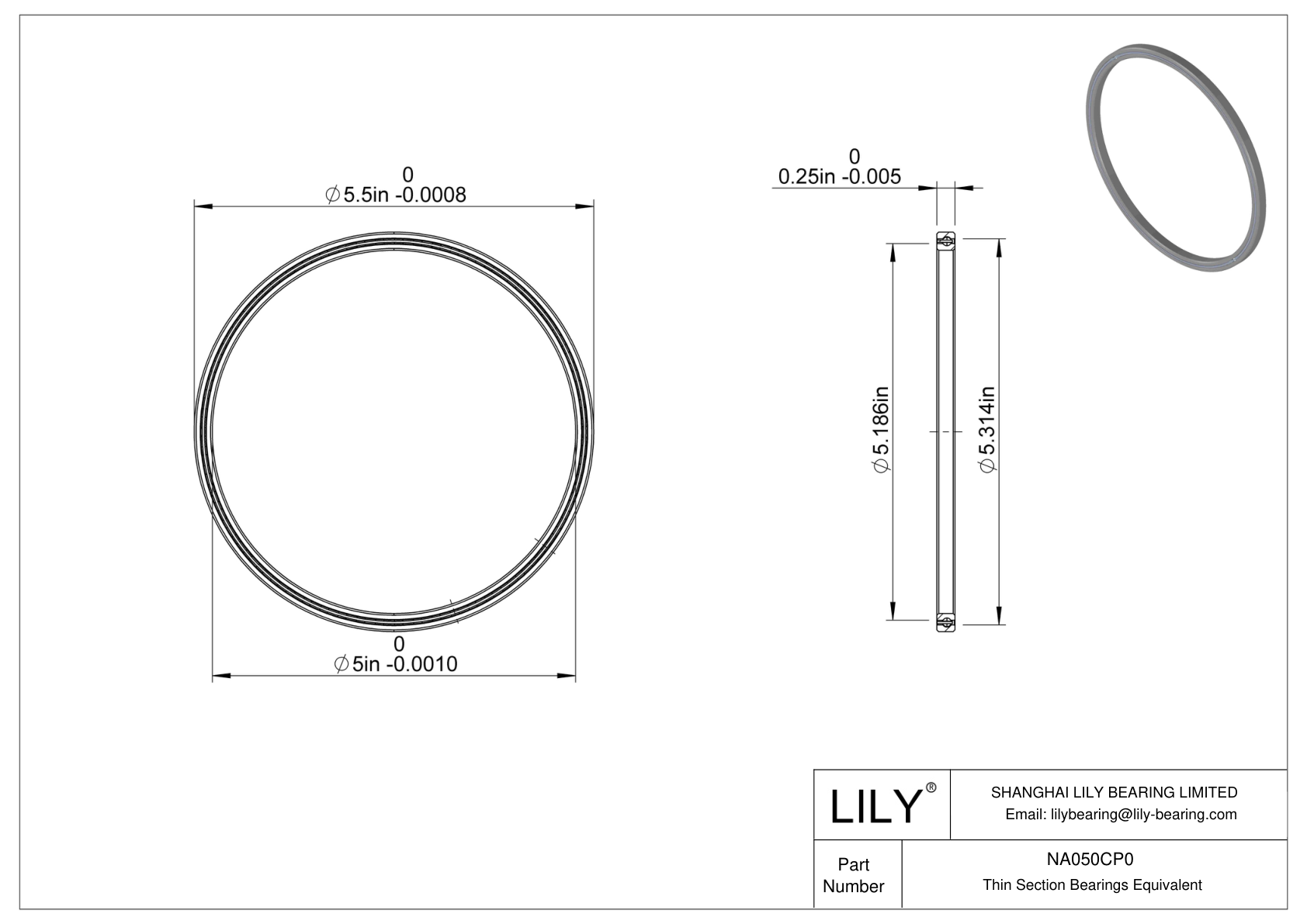 NA050CP0 Constant Section (CS) Bearings cad drawing