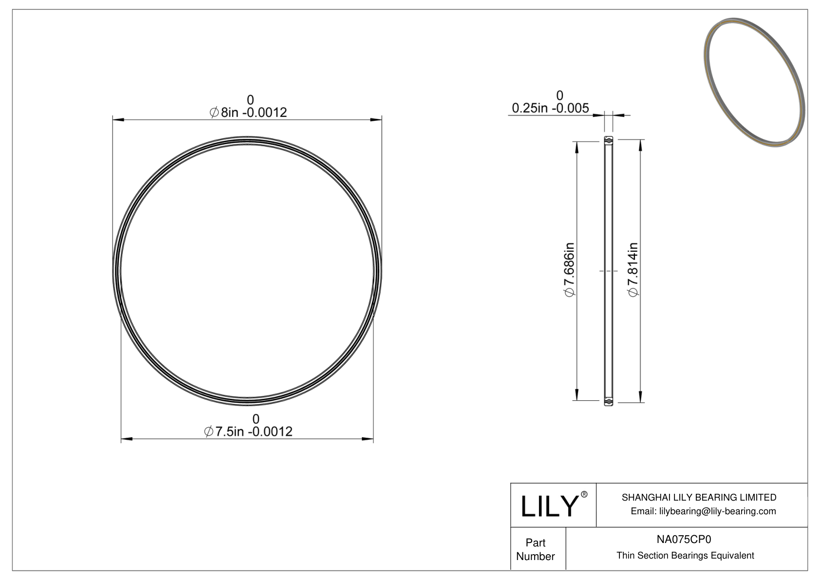 NA075CP0 Constant Section (CS) Bearings cad drawing