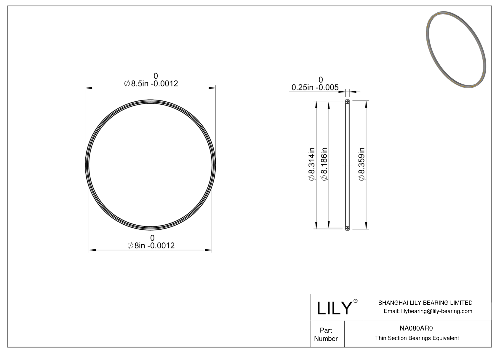 NA080AR0 Constant Section (CS) Bearings cad drawing
