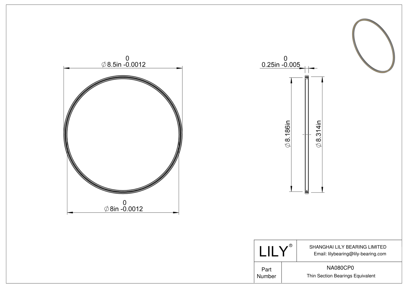 NA080CP0 Constant Section (CS) Bearings cad drawing