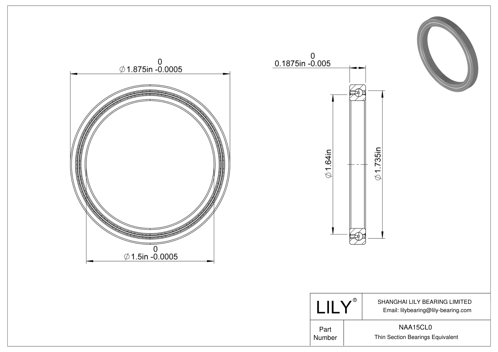 NAA15CL0 Constant Section (CS) Bearings cad drawing