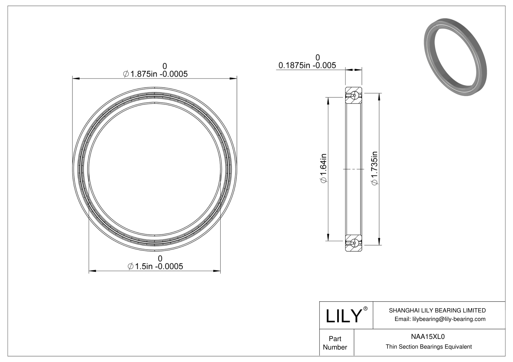 NAA15XL0 Constant Section (CS) Bearings cad drawing