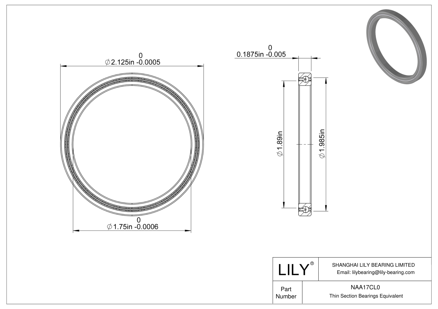 NAA17CL0 Constant Section (CS) Bearings cad drawing