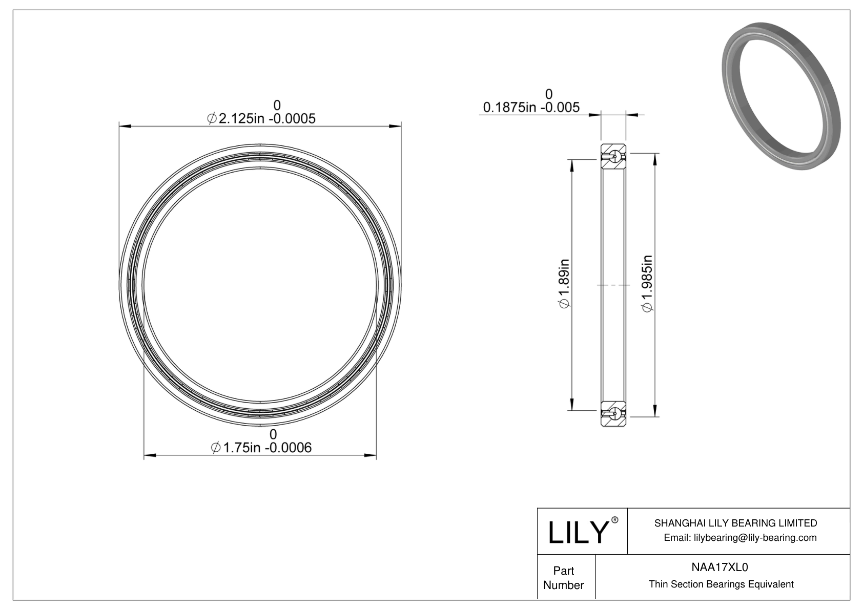 NAA17XL0 Constant Section (CS) Bearings cad drawing