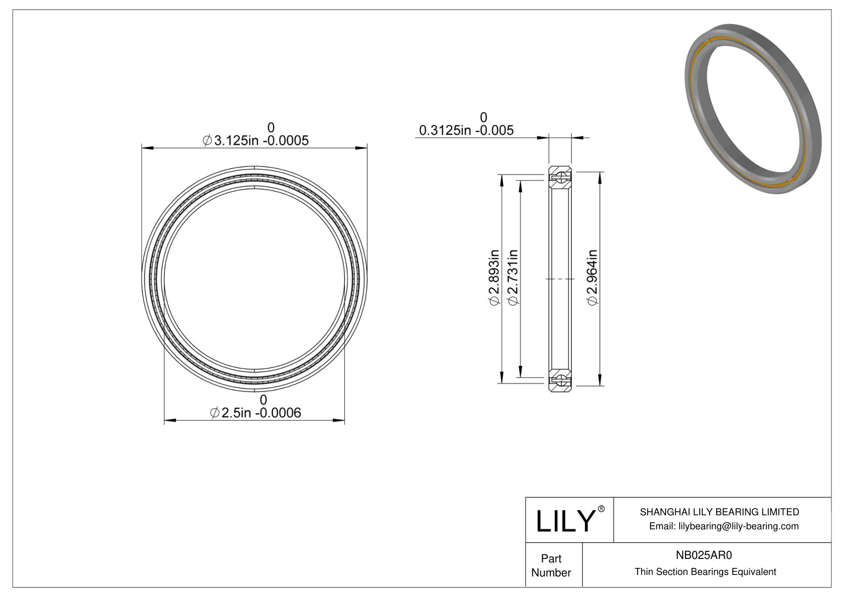 NB025AR0 Constant Section (CS) Bearings cad drawing